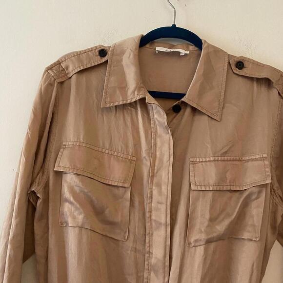 ALC rose gold satin long sleeve button down jumpsuit - Picture 3 of 7